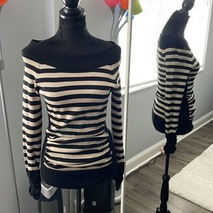 Long Sleeve B&T Striped Apostrophe Top